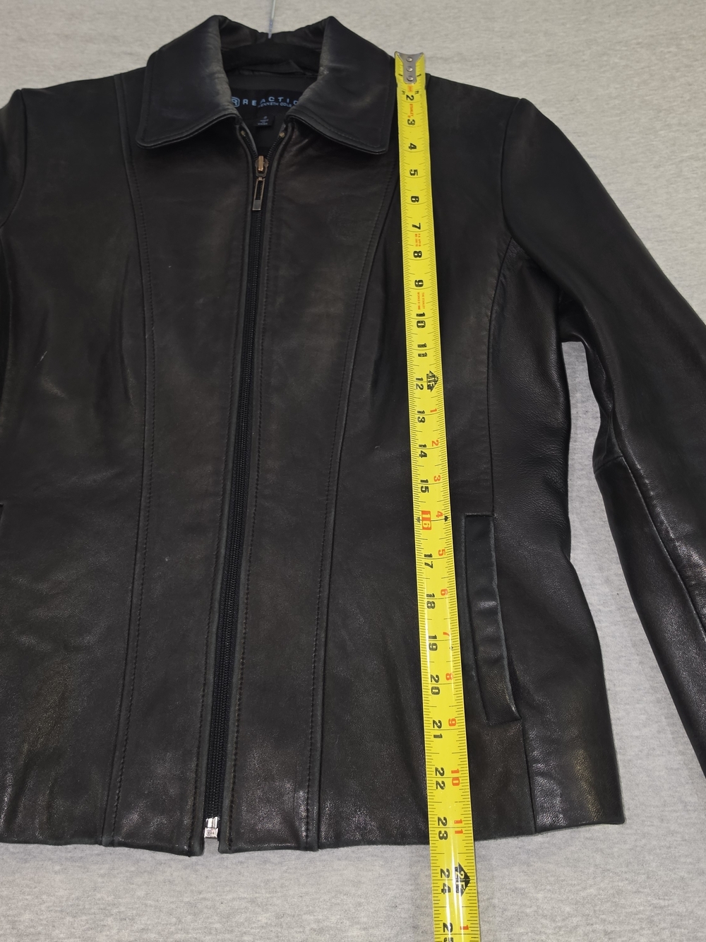 Kenneth Cole Reaction Black Leather Zip-Front Jacket - Picture 15 of 16